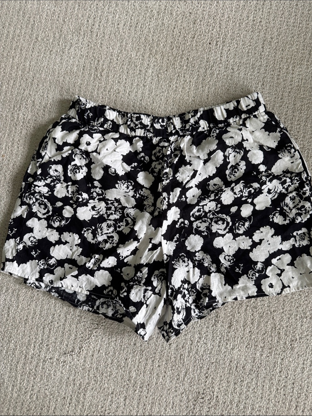 Everlane Black Shorts with White Floral Print